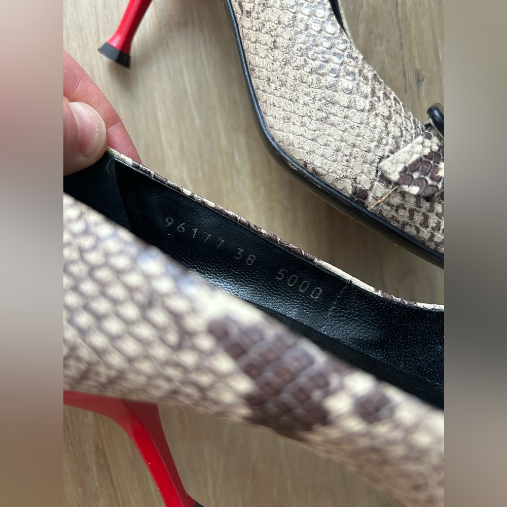Giuseppe Zanotti Brown Snakeskin Heels with Red Sole - Picture 11 of 16